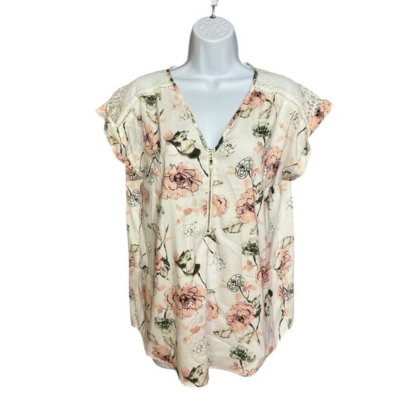 Kismet Womens Blouse Size M Soft Floral Lace Watercolor Feminine Garden Girl - Picture 1 of 6